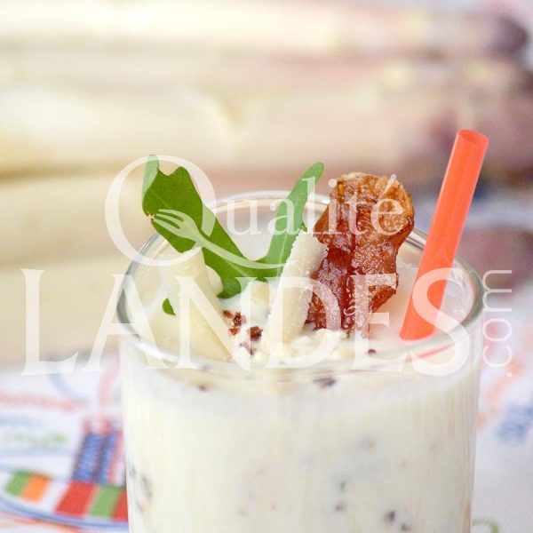 Recette de Gaspacho d’Asperge des Sables des Landes IGP, roquette, parmesan et jambon de pays Recette de Gaspacho d’Asperge des Sables des Landes IGP, roquette, parmesan et jambon de pays