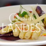 Recette de Salade d’Asperge des Sables des Landes IGP, ravioles ricotta/citron vert, crème coco/passion et parmesan