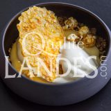 Recette de Crumble de maïs thym-citron avec une crème de citron et Armagnac