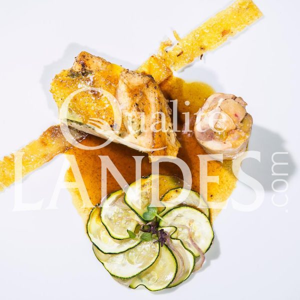 Recette de Volailles Fermières des Landes en 2 façons, pomme Darphin et rosace de courgettes et échalotes Recette de Volailles Fermières des Landes en 2 façons, pomme Darphin et rosace de courgettes et échalotes